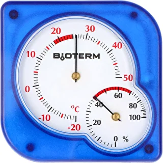 Thermomètre intérieur bimétallique avec hygromètre (-20/50C) bleu
