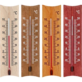 Thermomètre d'intérieur en bois (-20 à +50 °C), 15 cm, assortiment