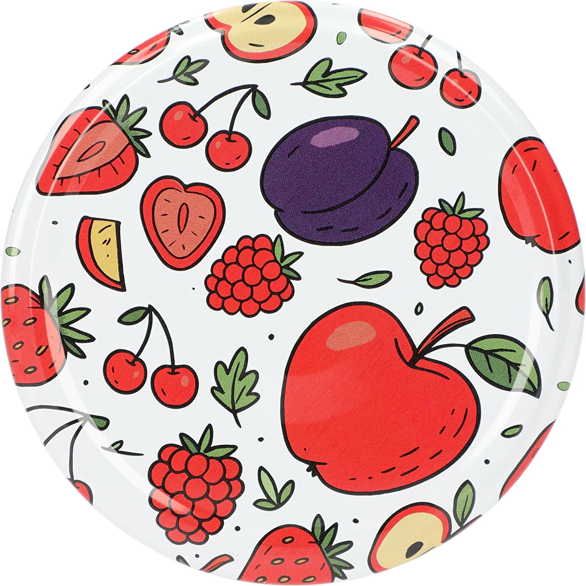 Couvercle imprimé – motif Fruits, Ø 82, 6 points, lot de 10