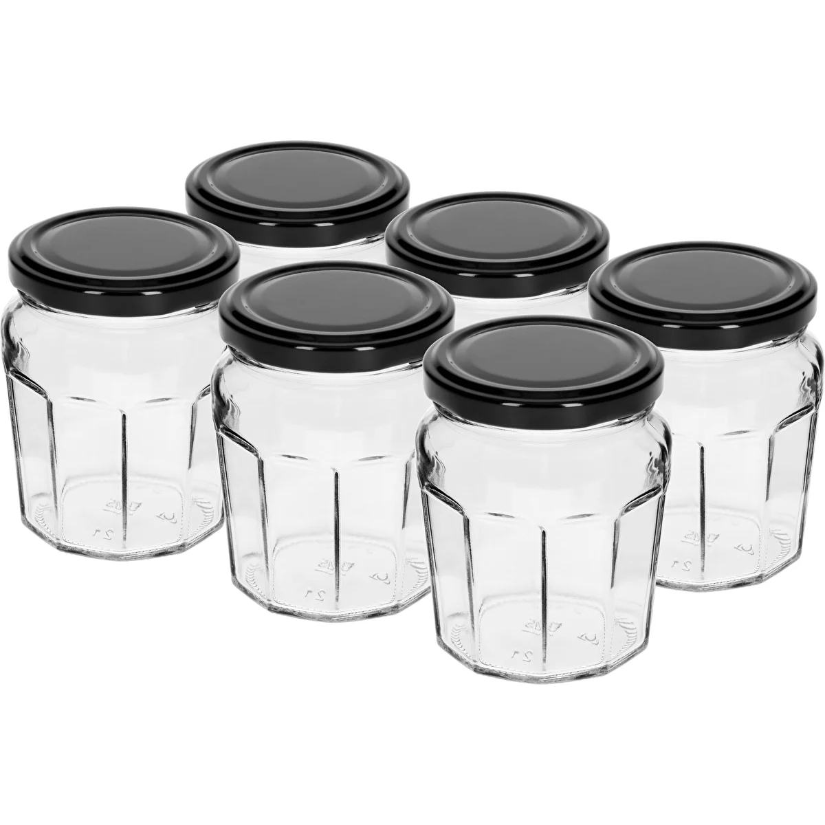 Bocal Confiture 230ml avec couv. noir fi63/4 - 6pcs