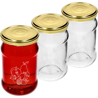 Bocal TO 300ml avec couv. imprimé fruits fi66 - 3pcs.