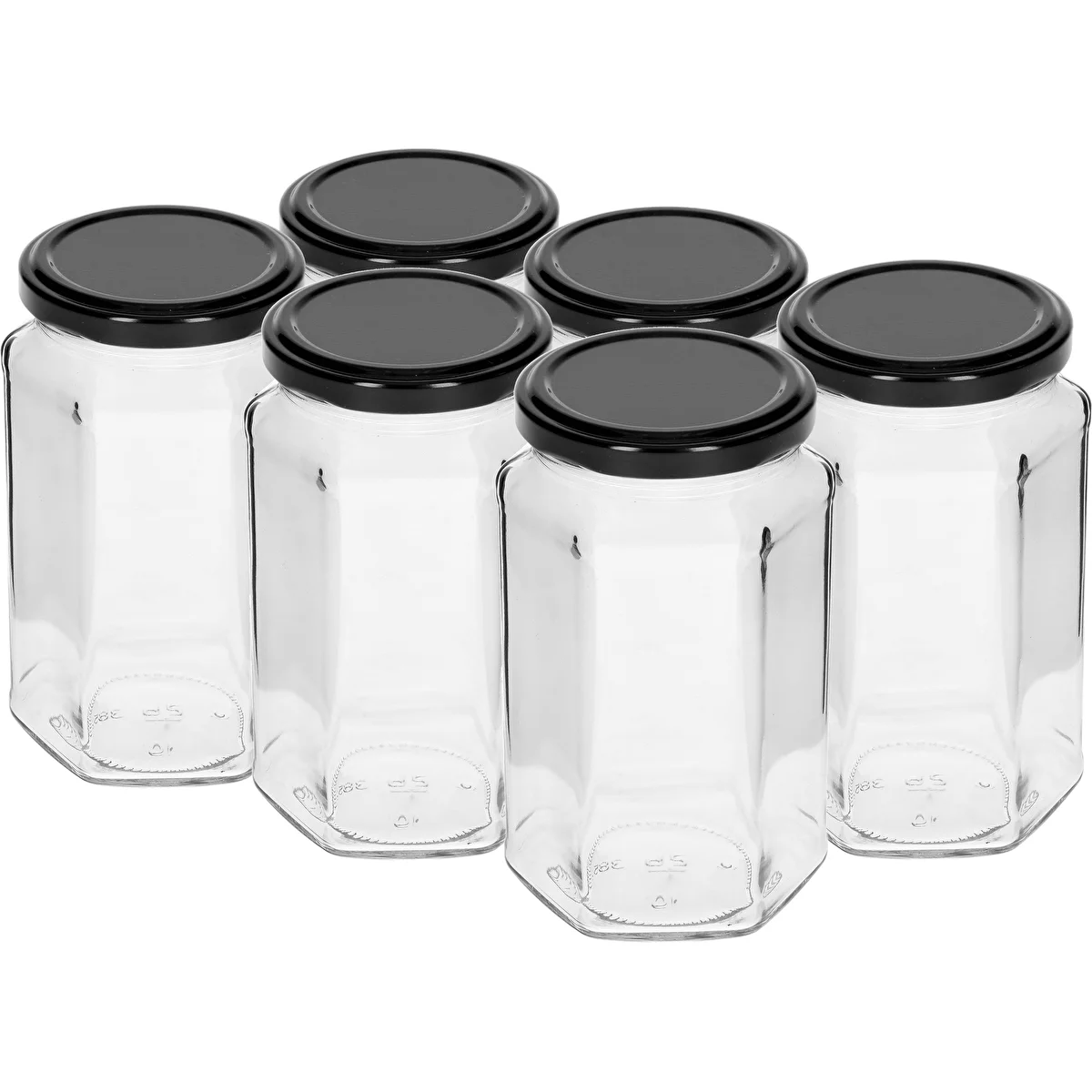Bocal 385ml avec couvercle noir fi63/4 - 6pcs.