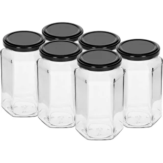 Bocal 385ml avec couvercle noir fi63/4 - 6pcs.