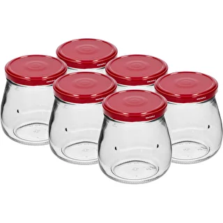Bocal twist-off 500 ml « Amphore inversée » avec couvercle bordeaux fi 82/6, lot de 6