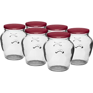 Bocal Amfora 580 ml (Ø 82 mm) avec couvercle bordeaux - 6 pièces