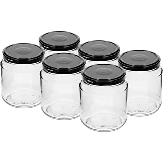 Bocal TO 580ml "grubasek" avec couvercle noir fi82/6 -6pcs