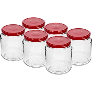 Bocal Twist-Off, « grubasek » 580 ml avec couvercle bordeaux Ø82/6, lot de 6
