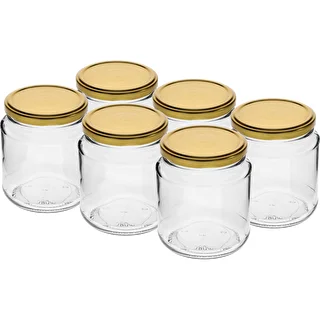 Bocal Twist-Off « ventru » 580 ml avec couvercle doré fi82/6, lot de 6