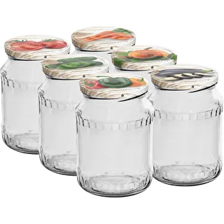 Bocal TO 720ml avec couvercle coloré fi 82/6 - 6 pièces