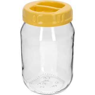 Bocal Twist-Off (TO) 1,7 L avec couvercle jaune en plastique, avec poignée, Ø 100 mm, 1 pièce