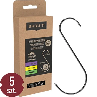 Crochets de fumage - en S, pointe affûtée 3 mm x 150 mm, lot de 5