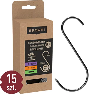 Crochets de fumage - en S, affûtés, 4 mm x 150 mm, lot de 15