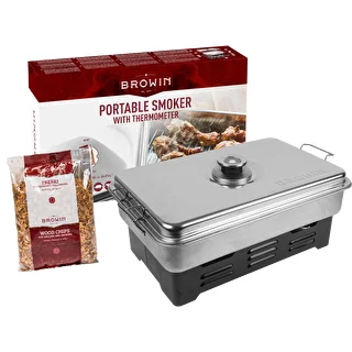 Fumoir portable avec thermomètre et copeaux de bois fruitier