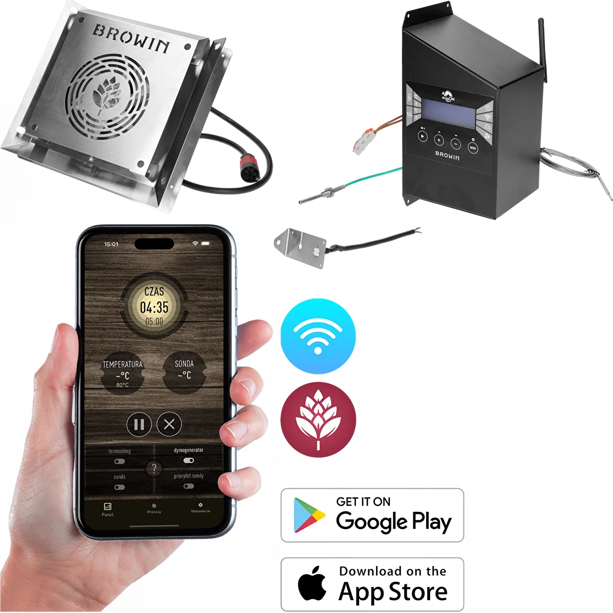 Kit de modules électriques avec contrôleur Wi‑Fi – dragON IQ 1,5 kW, pour fumoirs de jardin