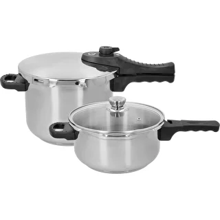 Lot de deux autocuiseurs en acier inoxydable, 4 et 6 L