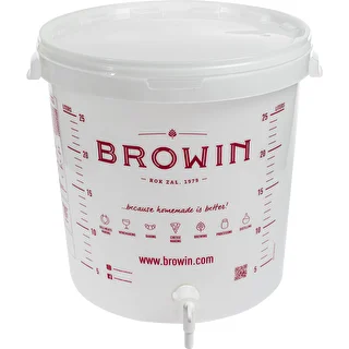 Récipient de ferment. blanc 30L impression GB robinet 2 tubes