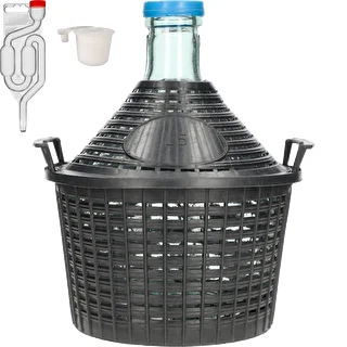 Kit de vinification Basic : dame-jeanne en verre 5 L, panier en plastique, bouchon et barboteur