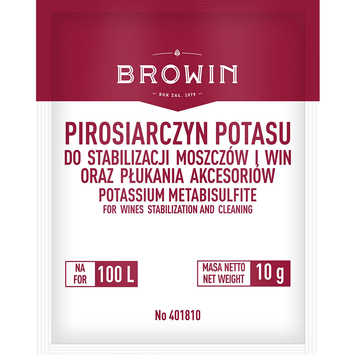 Métabisulfite de potassium 10 g