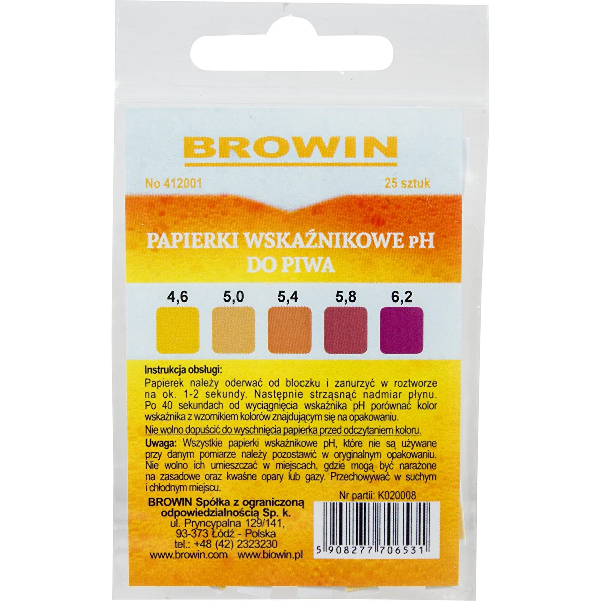 Papier pH indicateur pour bière - papier de tournesol