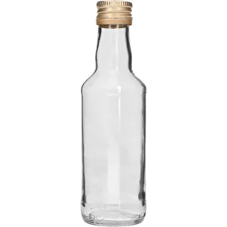 Bouteille pour spiritueux 200 ml, avec capsule à vis dorée Ø 28, 1 pièce