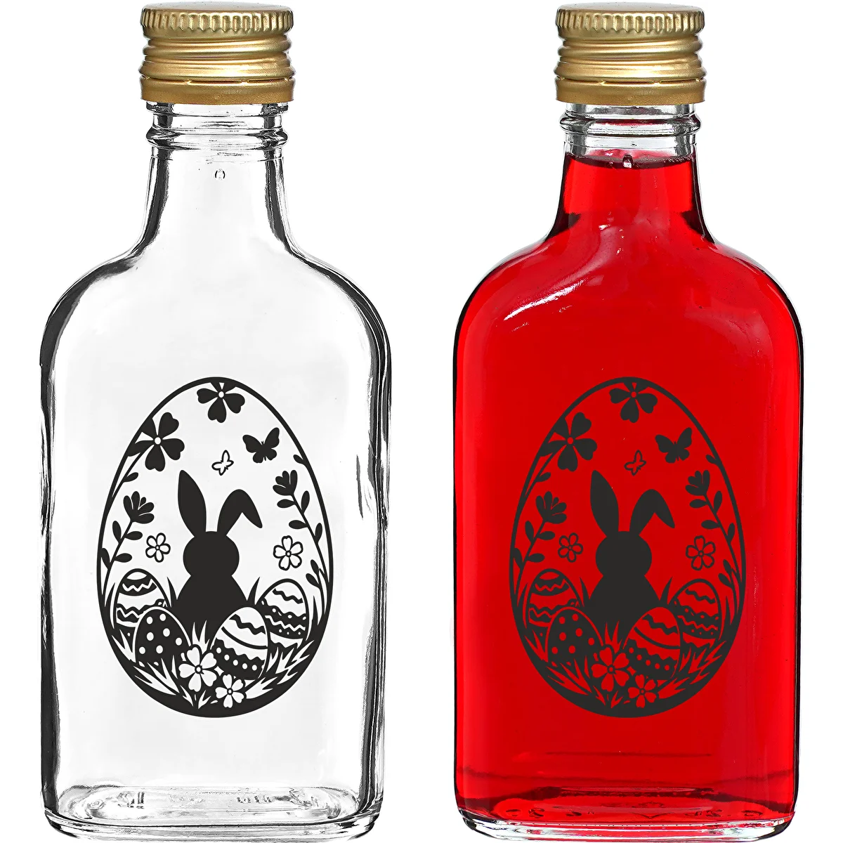 Flacon plat 200 ml avec bouchon à vis, motif « Œuf de Pâques », 1 pièce