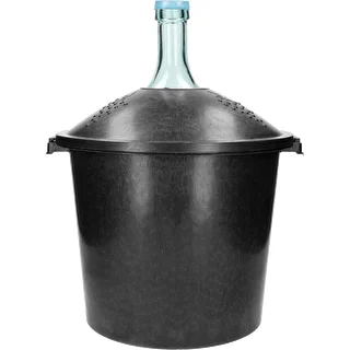 Bonbonne en verre 25 L pour vinification — panier en plastique